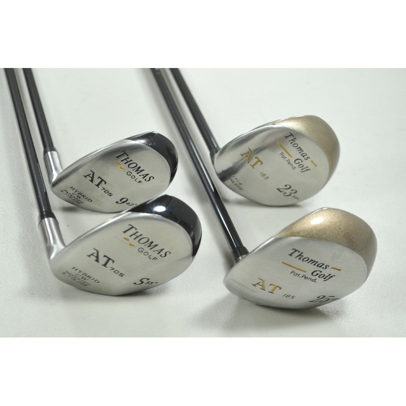 LEFT Thomas Golf AT813 23* & 25* Woods, AT705 #9 & SW Hybrid Set Regular #196333