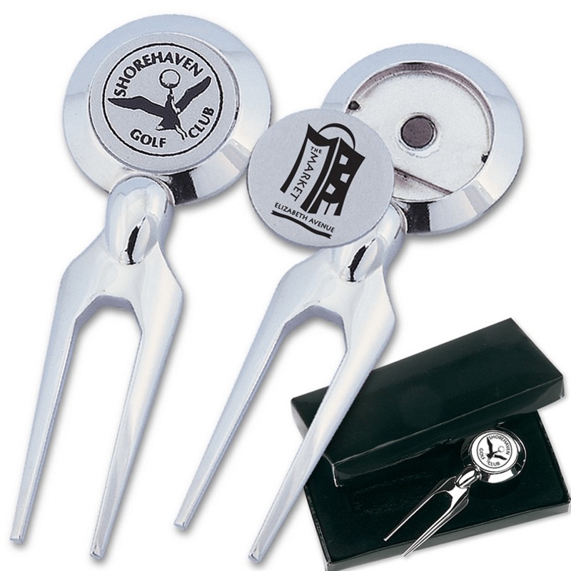 Custom Logo Chrome Plated Divot Tool with Marker