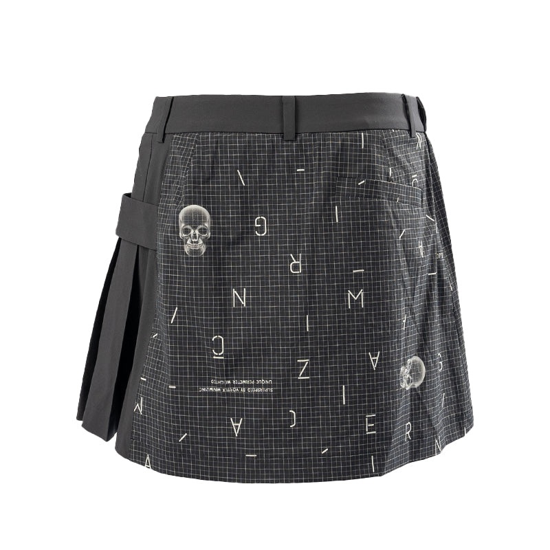Amazingcre Women Alpha A. Skull Two Tone Skirts