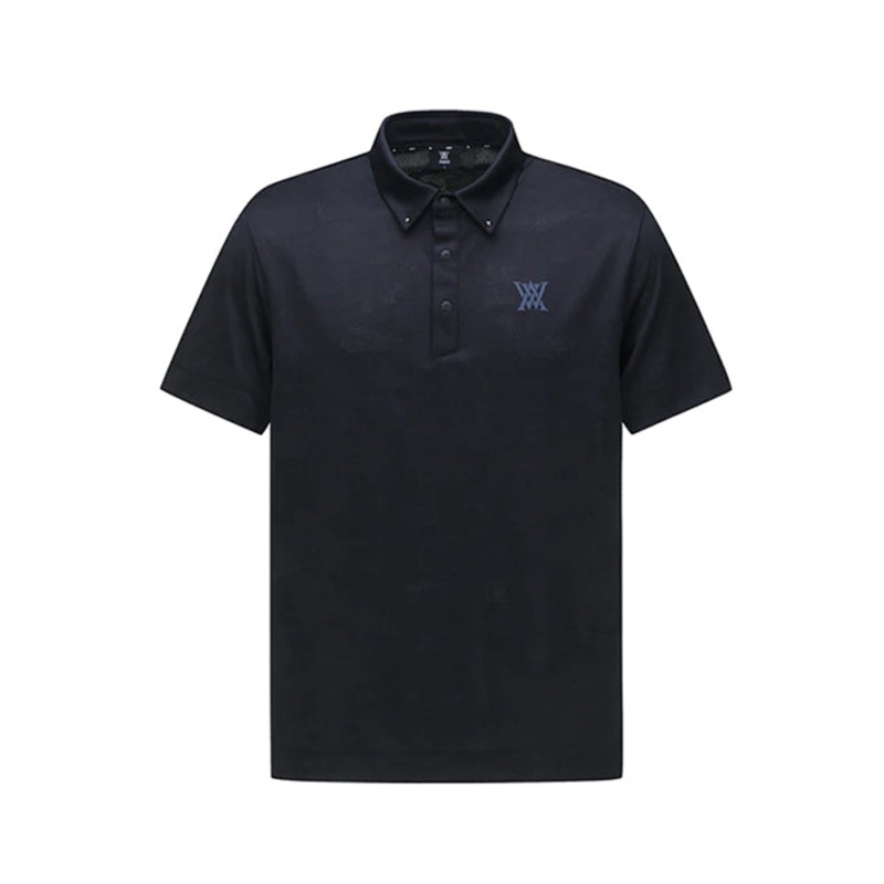 ANEW GOLF MEN JACQUARD COLLAR SHORT T-SHIRT (NAVY)