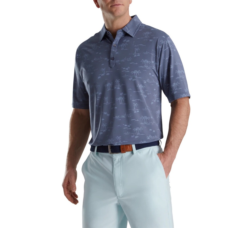 FootJoy Tropic Golf Print Lisle Self Collar Polo (Previous Season Style)