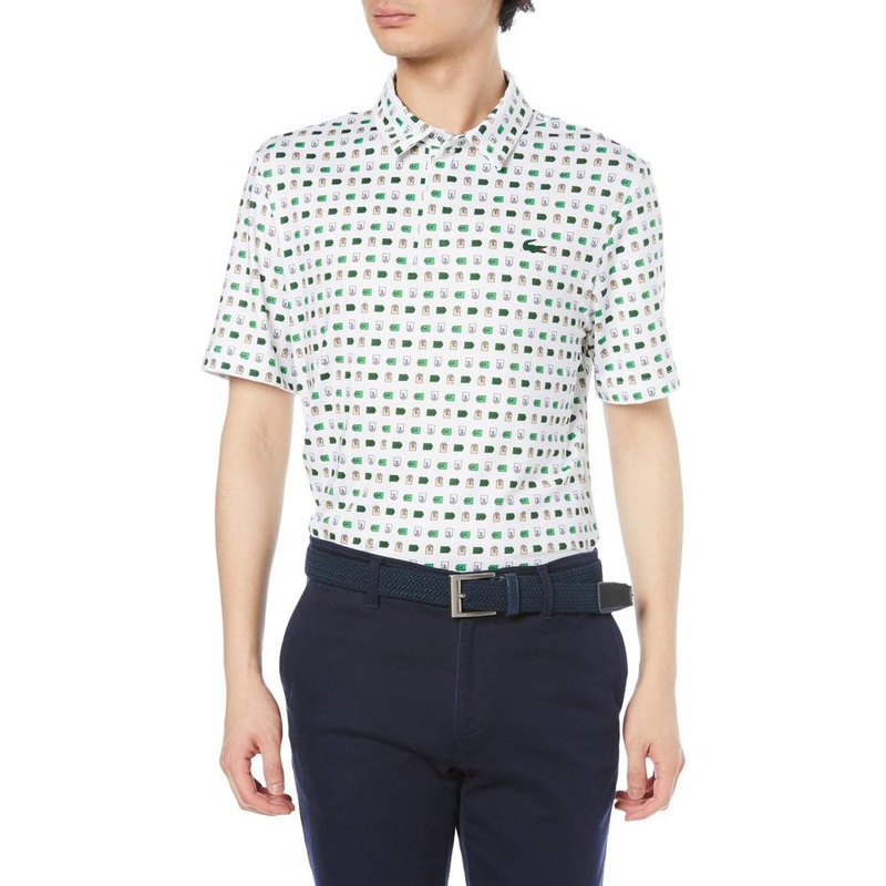 Lacoste Printed Recycled Polyester Golf Polo White/Beige – FW23 Men