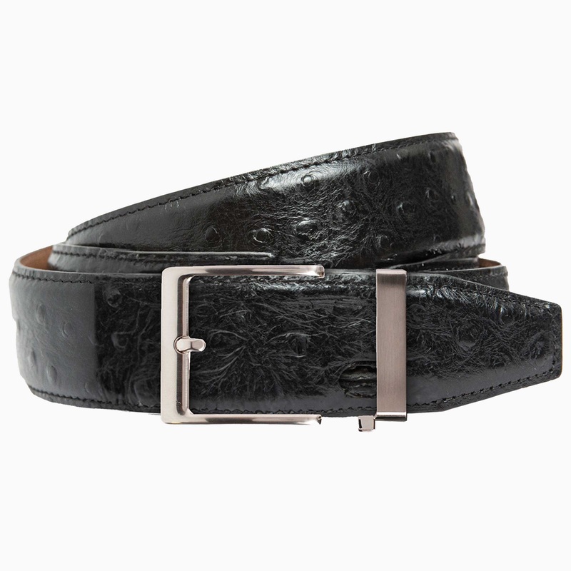 Nexbelt Ostrich Black Dress Belt 1.5″ Strap [38mm]