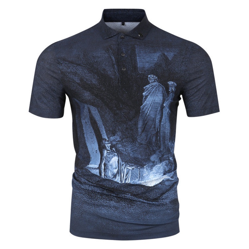 AMAZINGCRE MEN DANTE’S INFERNO COLLAR T-SHIRT (D/NAVY)