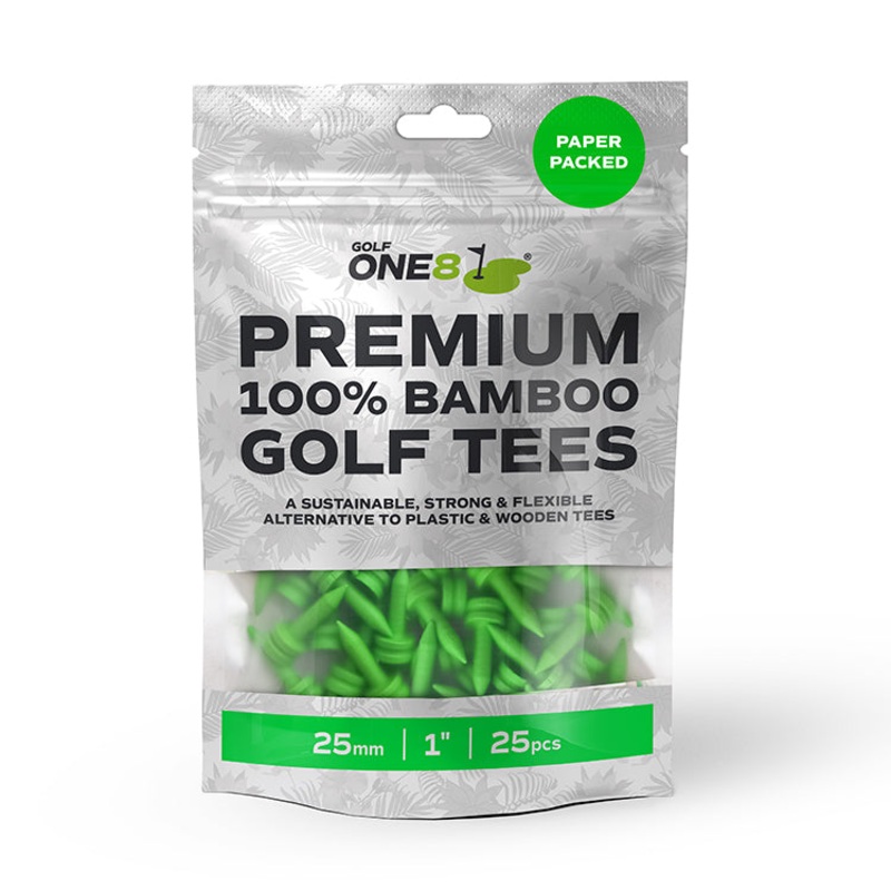 Golf One8 Castle Bamboo Golf Tees – Green 25mm
