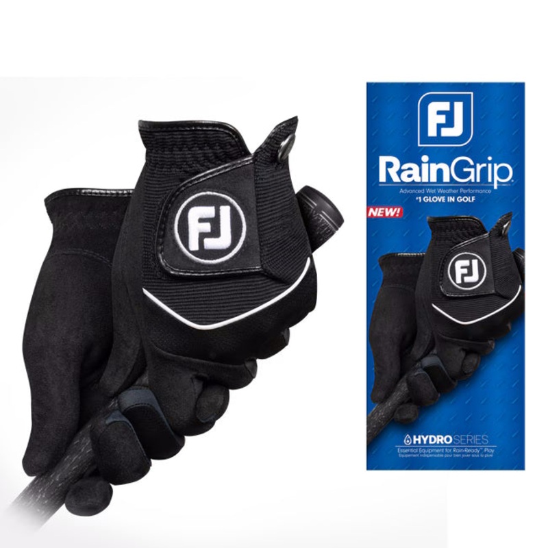 FootJoy RainGrip Black Golf Gloves (1 Pair)