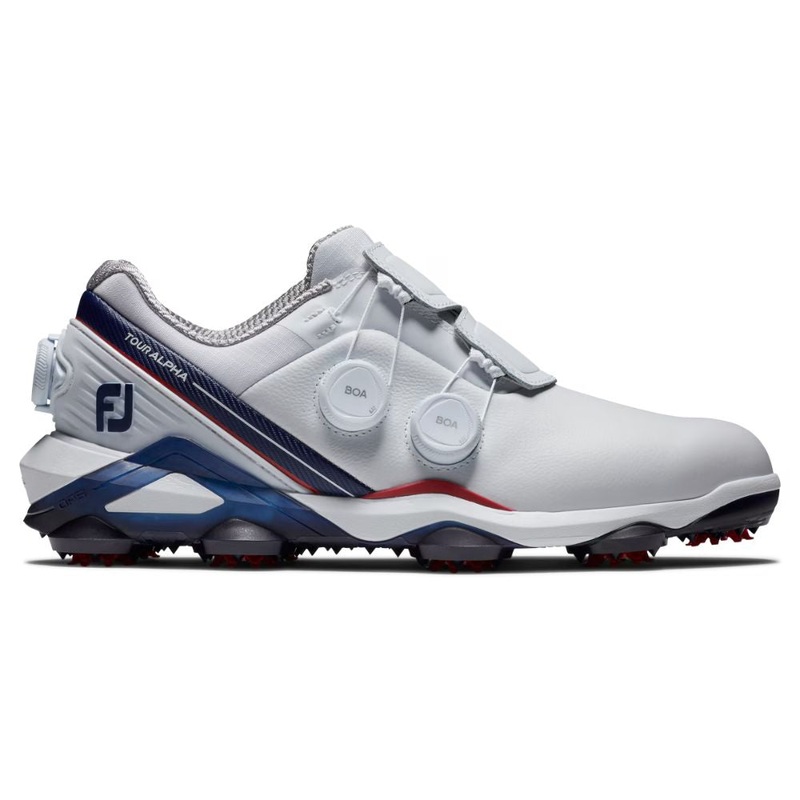 FootJoy Men’s Tour Alpha Triple BOA Golf Shoes – White/Red/Navy
