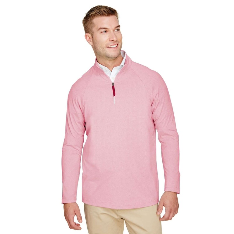 Custom Logo Devon & Jones CrownLux Performance Men’s Clubhouse Micro-Stripe Quarter-Zip – Mens