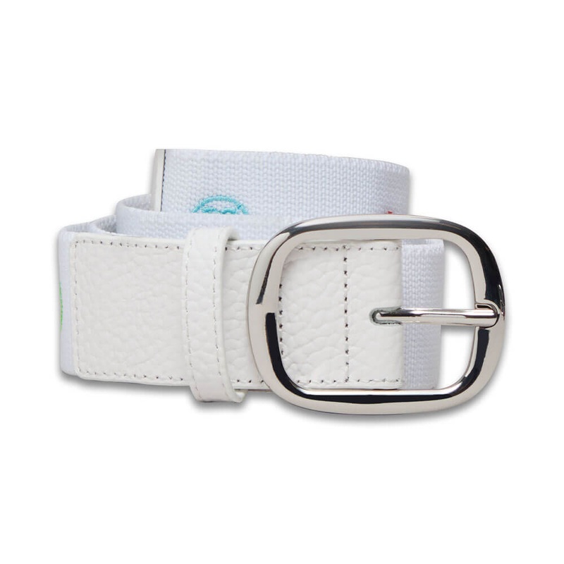 Gfore Limited Edition Release Embroidered Icon Leather Golf Belt Snow/Multi – SP25 Men