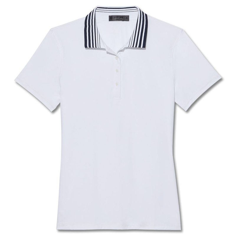 Gfore Pleated Collar Silky Tech Nylon Golf Polo Snow – 23 Women