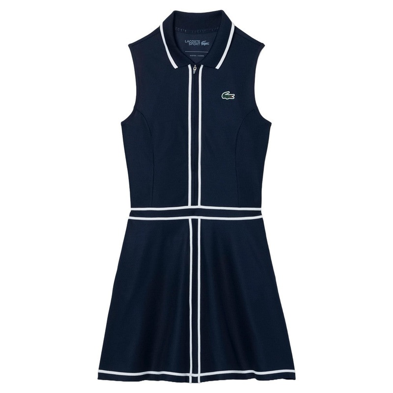 Lacoste Ultra Dry Heritage Trim Sleeveless Golf Dress Navy Blue/White/Navy Blue – SS25 Women