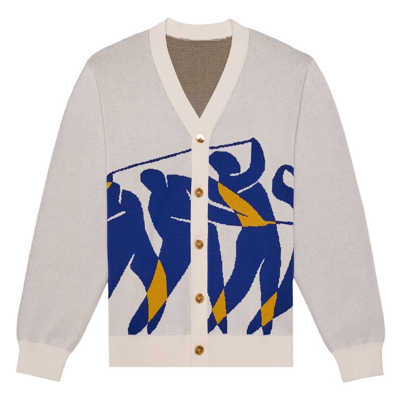 Malbon Matisse Cardigan Golf Sweater White – SS25 Men