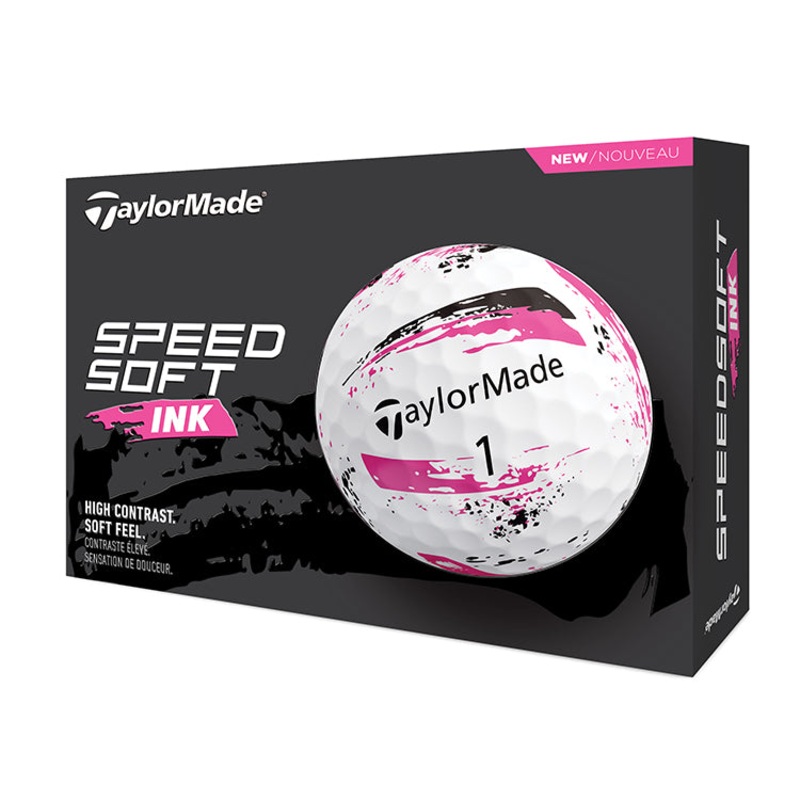 Taylormade SpeedSoft Ink Golf Balls – White/Pink
