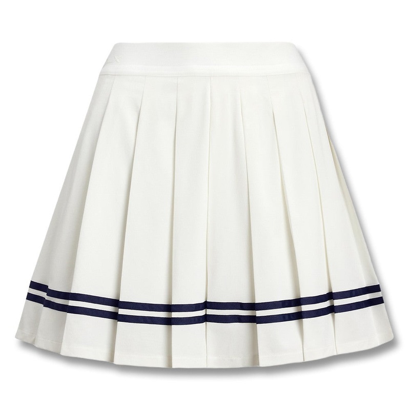 Ralph Lauren 4-Way Stretch High Waisted Pleated A-Line 16″ Golf Skort Ceramic White/Refined Navy – SP25 Women