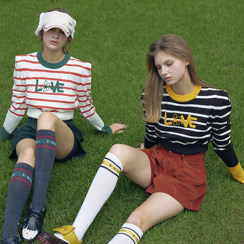 Kandini Striped Knit With Puff Sleeve