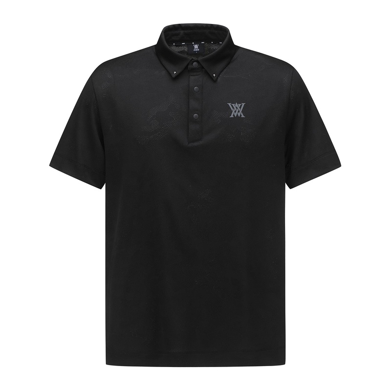 ANEW GOLF MEN JACQUARD COLLAR SHORT T-SHIRT (BLACK)