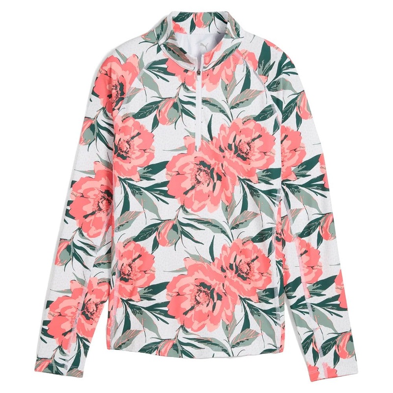 PUMA YouV Beautiful Game 1/4 Zip Golf Pullover White Glow/Peach Frost – SS25 Women