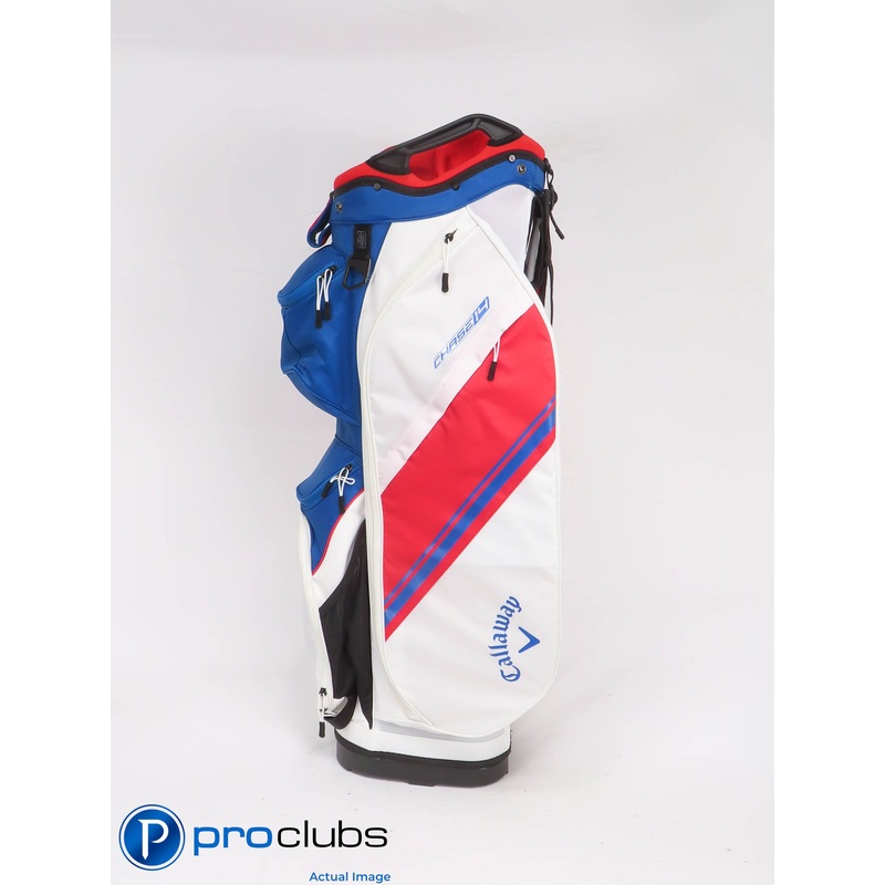 New! Callaway Chase 14 Blue / White / Red 14-Way Cart Bag w/ Rain Hood – 442122