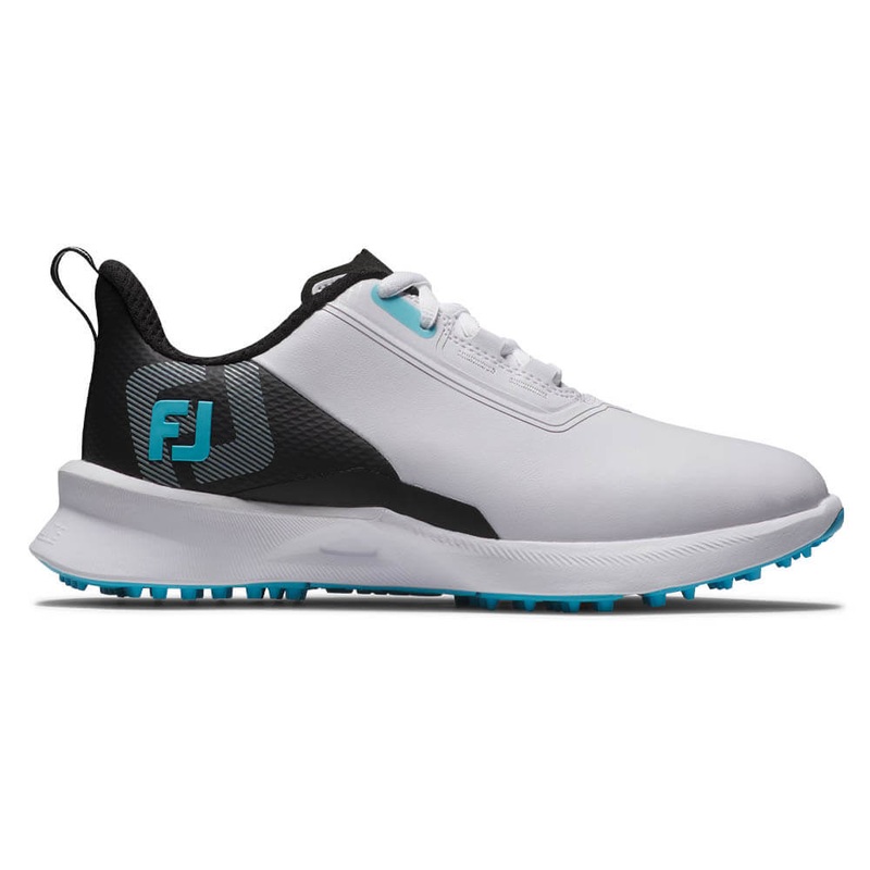 FootJoy Fuel Spikeless Golf Shoes White/Black/Blue – 25 Boys