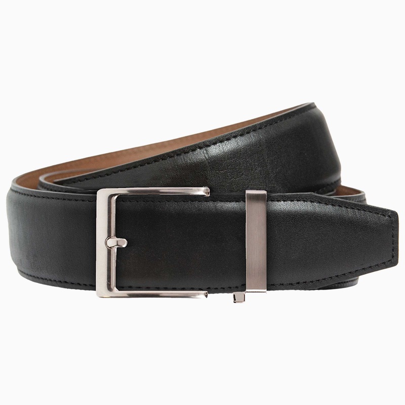 Smooth Black Dress Ratchet Belt 1.575″ Strap [40mm]