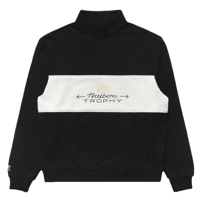 Malbon Trophy Quarter Zip Fleece Golf Sweater Black – FW24 Men