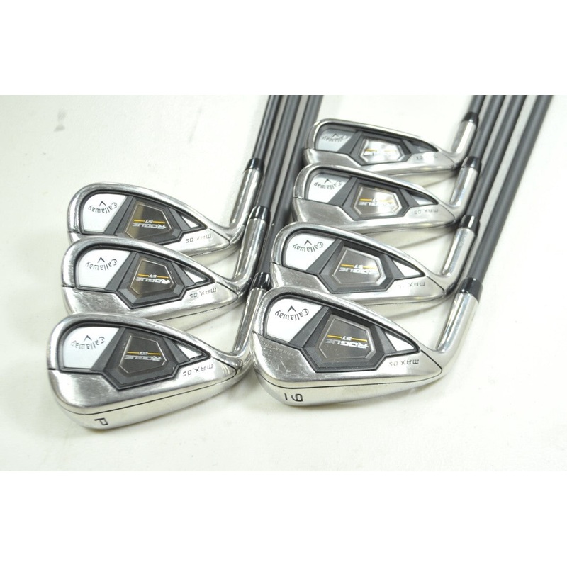 LEFT HANDED Callaway Rogue ST MAX OS Lite 6-PW,AW,GW Iron Set Senior Flex 195246