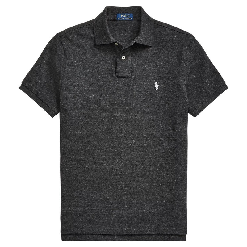 Ralph Lauren Mesh Custom Slim Fit Solid Golf Polo Black Marl Heather- FW24 Men