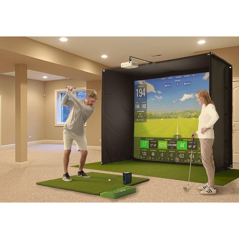 SkyTrak Golf Simulator Studio Pro Package – Launch Monitor, Metal Protective Case, Enclosure, Simulator Software, Hitting Mat, Projector and Ball Tray