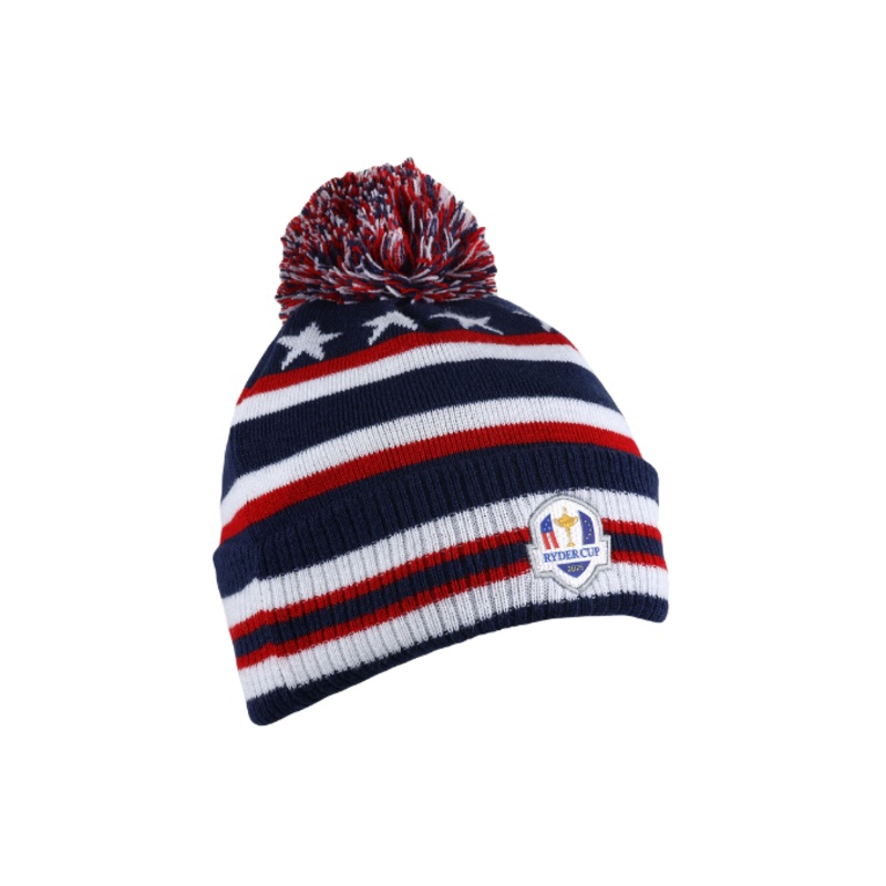 2025 Ryder Cup Red, White, and Navy Acrylic Knit with Cuff and Pom