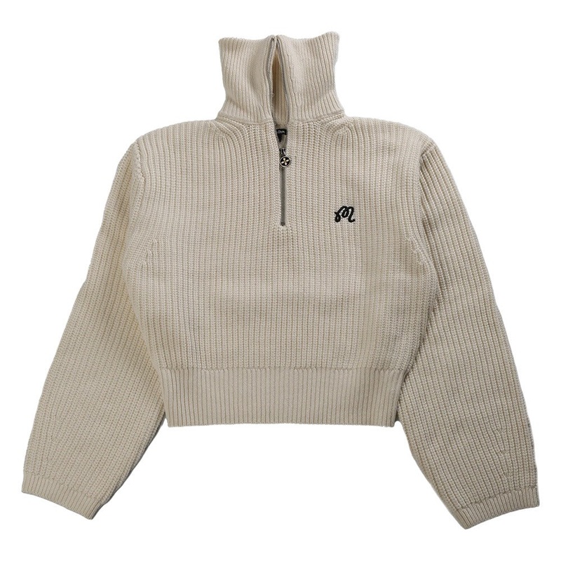 Malbon Anais Quarter Zip Knit Golf Sweater Ivory – SS25 Women