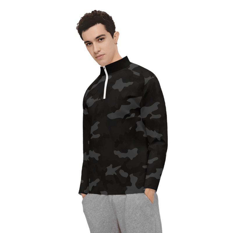 Black Camo Men’s Long Sleeve Quarter Zip