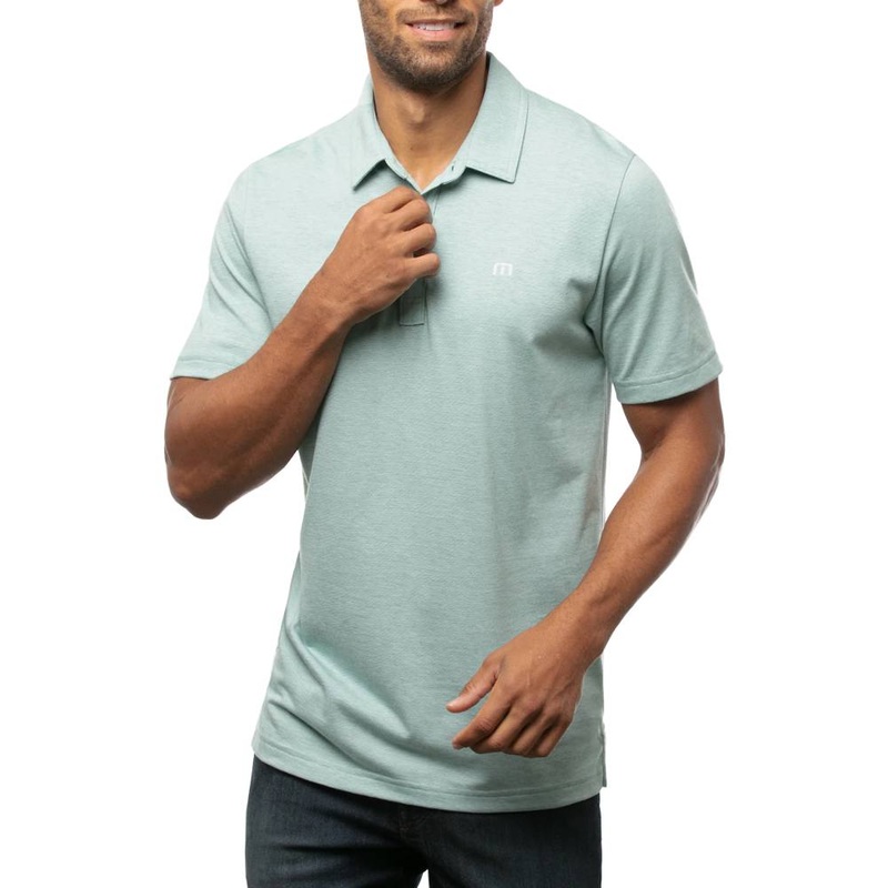 TravisMathew The Zinna Golf Polo Heather Beryl Green – FW24 Men