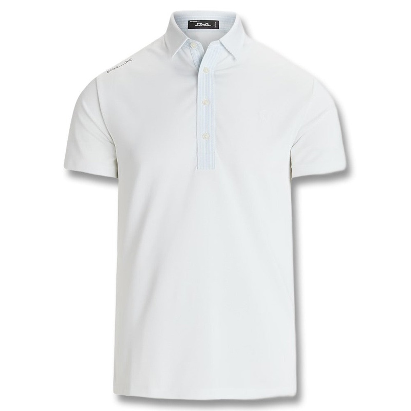 Ralph Lauren Performance Pique Collar Golf Polo Ceramice White/Office Blue – FW24 Men