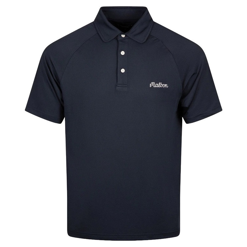 Malbon Evergreen Raglan Sleeve Mesh Golf Polo Navy – FW24 Men