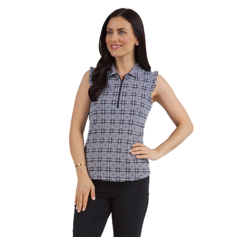 Ibkul Womens Pricilla Print Sleeveless Polo – 44970