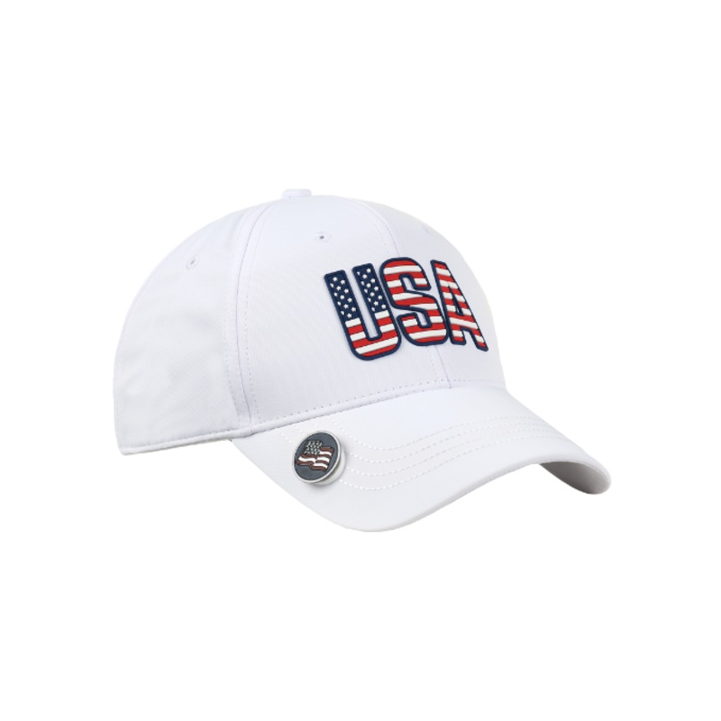Americana White Performance Polyester Ballmarker Cap