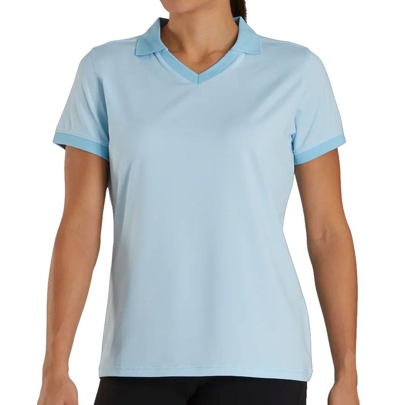 FootJoy End on End Open Collar Golf Polo Light Blue – SS21 Women