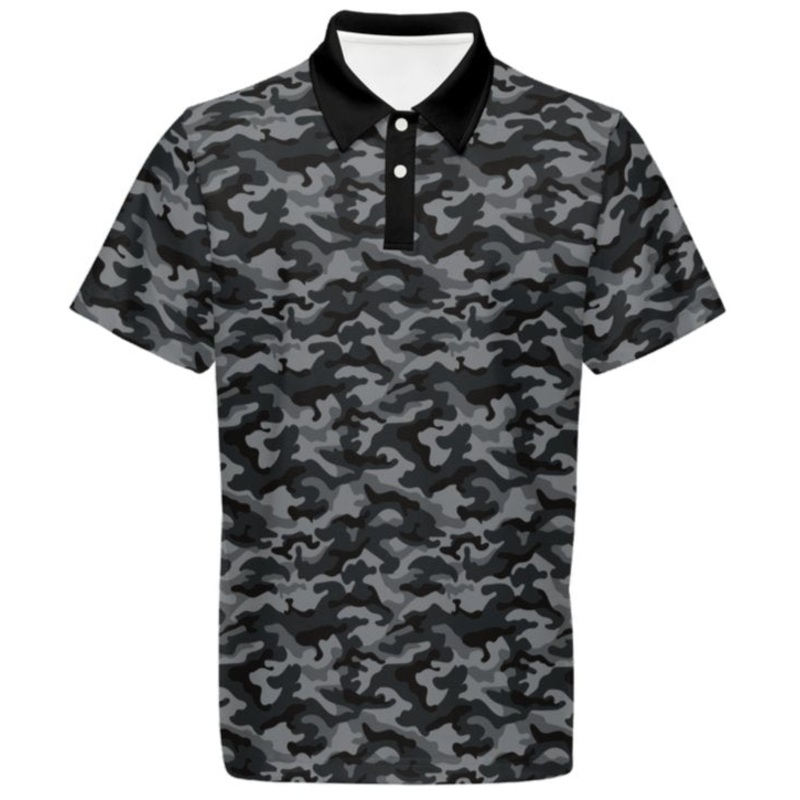 Black Square OPS Black Camo Classic Fit Stretch Polo Shirt