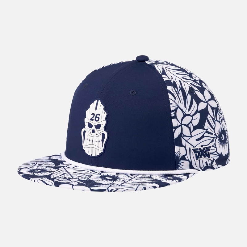 Darkness Tiki Skull 6 Panel Flat Bill Navy One Size
