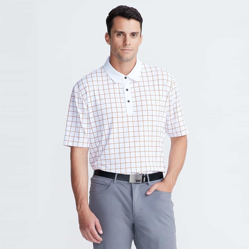 Men’s Archive Windowpane Polo White Comfort Fit Small