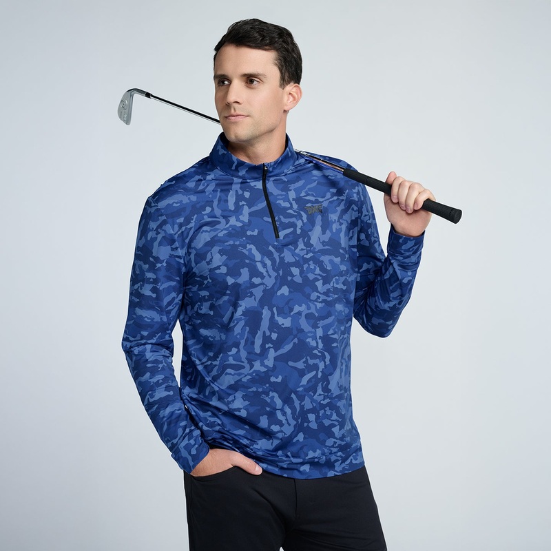 Men’s Essential Fairway Camo 1/4 Zip Pullover Paratrooper Blue Small