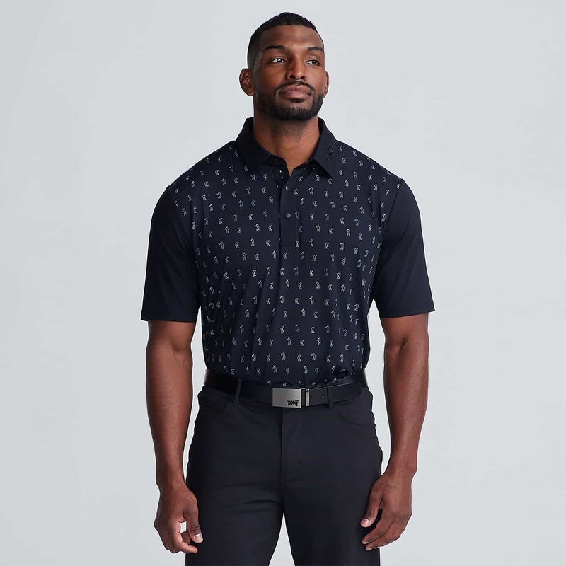 Men’s Player Print Polo Black Comfort Fit Small