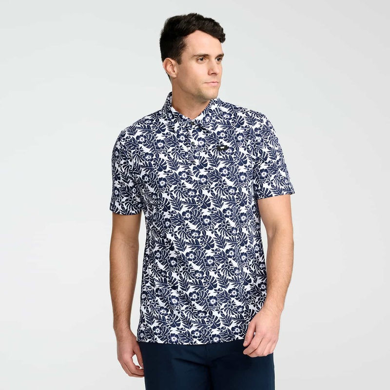 Men’s Short Sleeve Aloha 25 Polo Navy Athletic Fit Small