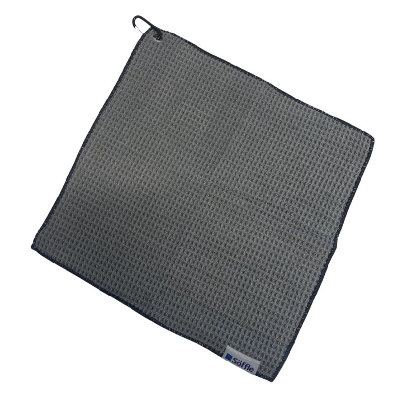 Soffle Microfiber Waffle Golf Towel w/ Clip 16″ x 16″