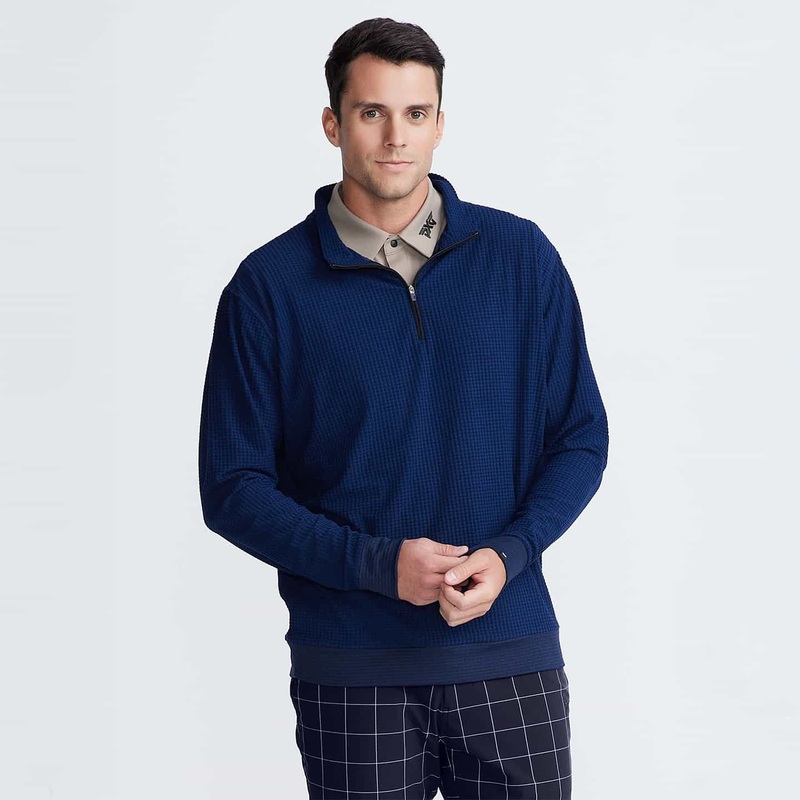 Men’s 1/4 Zip Textured Pullover Midnight Blue Small