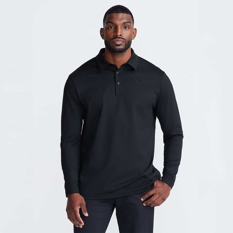 Men’s Long Sleeve Seamed Back Polo Black X-Small
