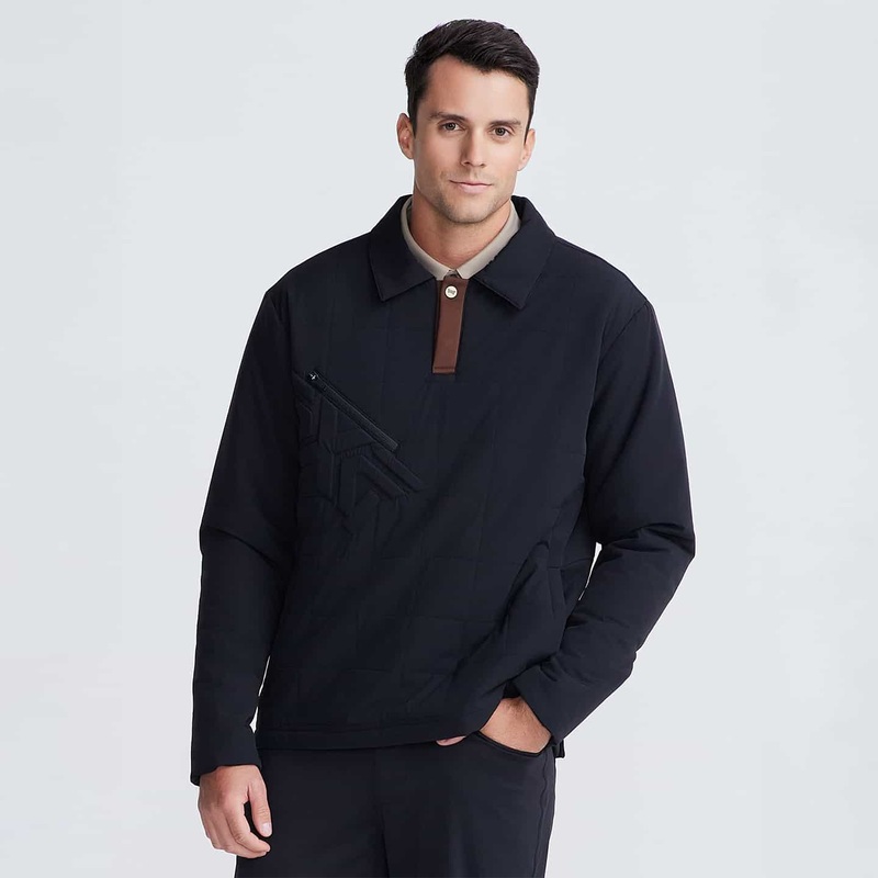 Men’s Quilted 1/4 Zip Pullover Black Small