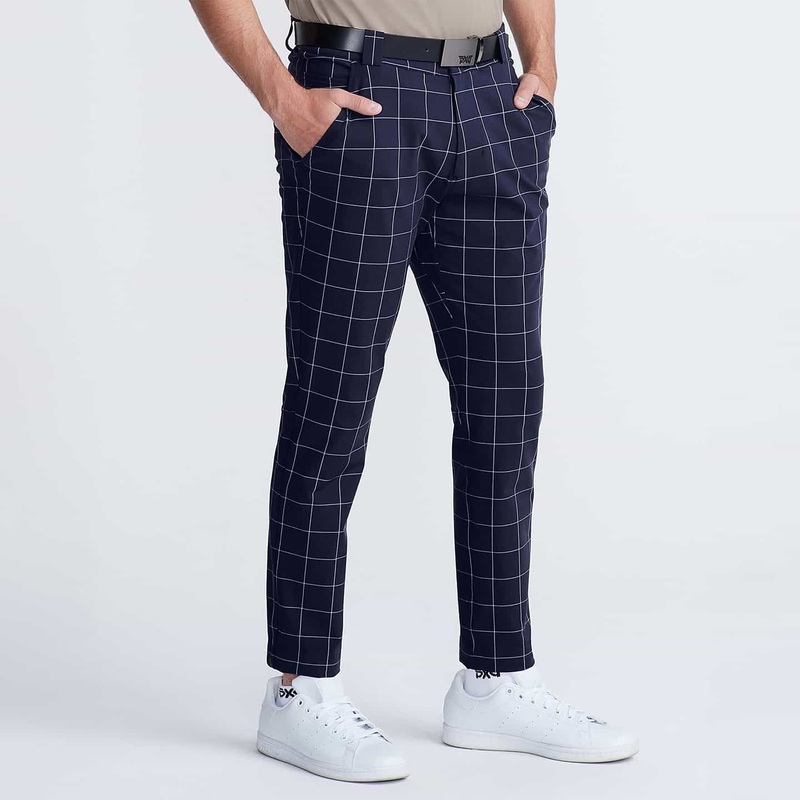 Men’s Windowpane Slim Trousers Midnight Blue 30