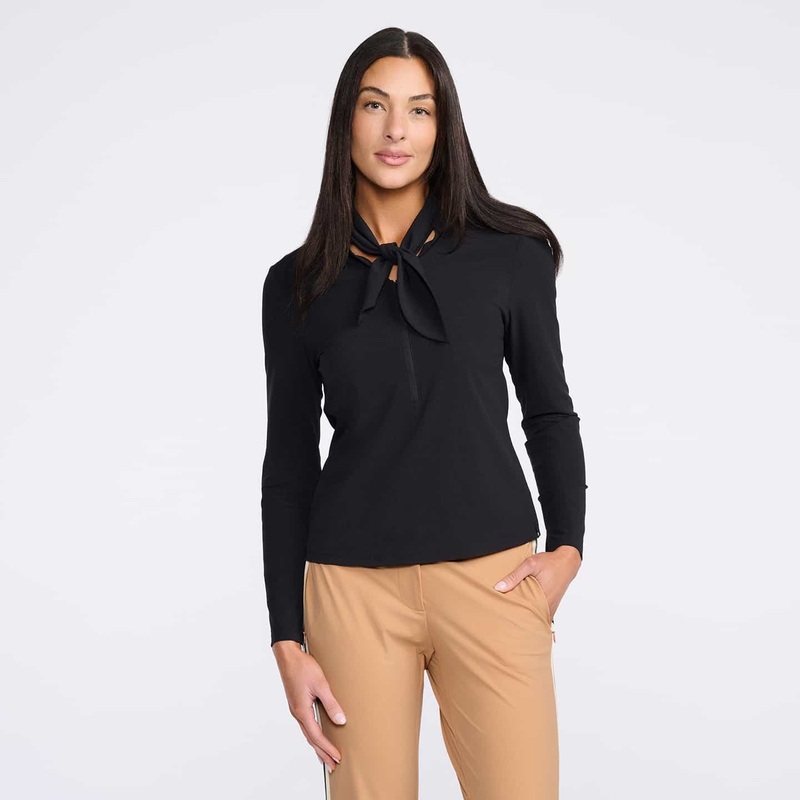 Women’s Lavalliere Long Sleeve Polo Black X-Small