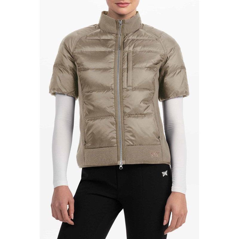 Women’s Short Sleeve Puffer Jacket Taupe X-Small